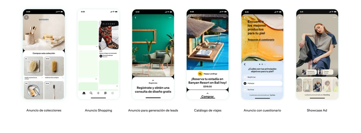 Formatos de anuncio en Pinterest
